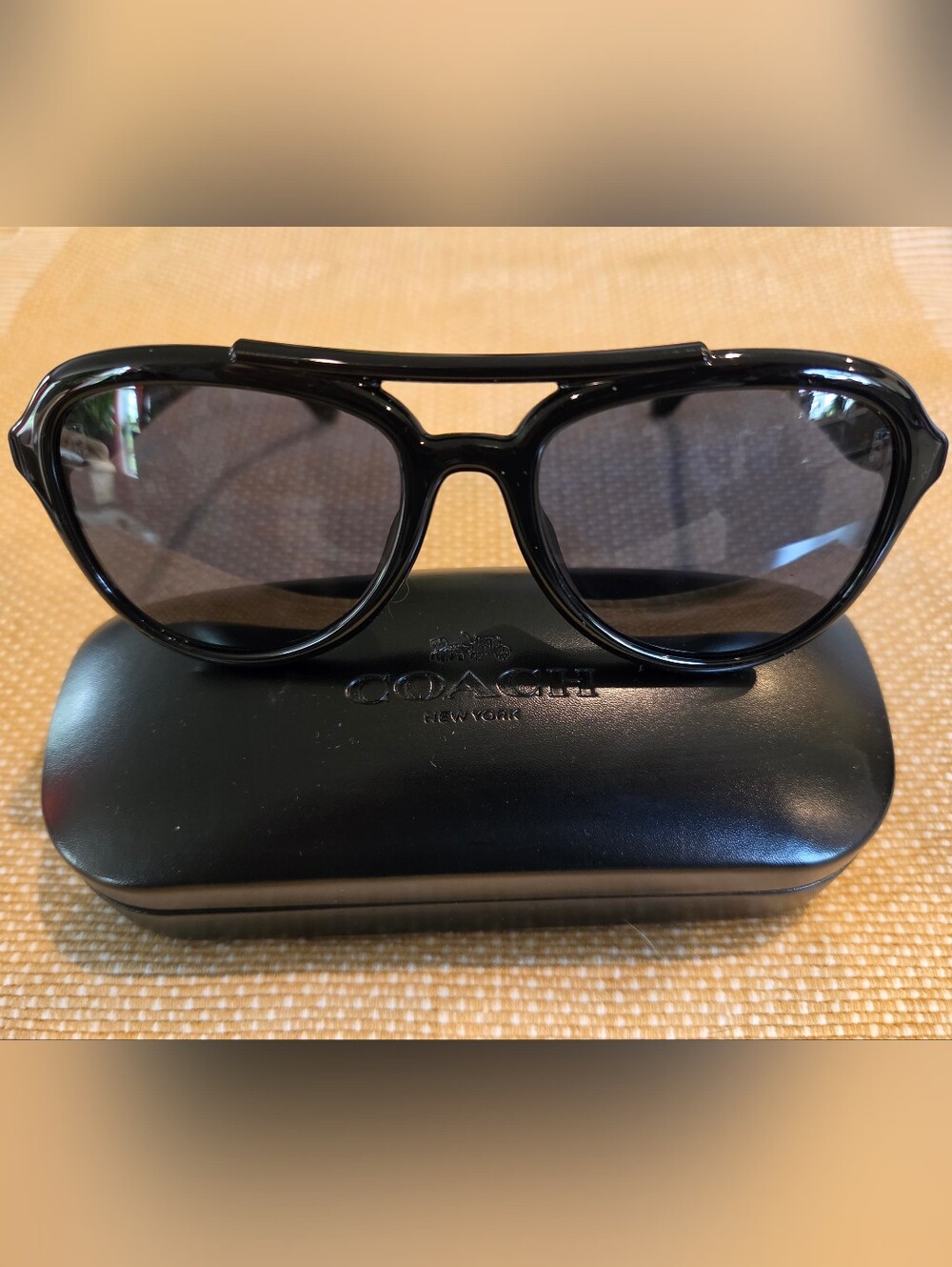 Coach Gloss Black Pilot Sunglasses with Dark Lenses HC8406U CW183